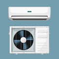 White split air conditioner system on blue Royalty Free Stock Photo