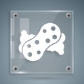 White Sponge with bubbles icon isolated on grey background. Wisp of bast for washing dishes. Cleaning service logo