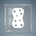 White Sponge with bubbles icon isolated on grey background. Wisp of bast for washing dishes. Cleaning service logo