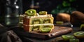 White Spongy Cake with Kiwi Fruit Slices Royalty Free Stock Photo