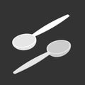 White Spoon isolated isometry. Cutlery on white background