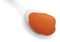 White spoon with a sample of caramelized milk or arequipe, Vector illustration