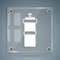 White Sport bottle with water icon isolated on grey background. Square glass panels. Vector Royalty Free Stock Photo