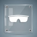 White Sport cycling sunglasses icon isolated on grey background. Sport glasses icon. Square glass panels. Vector Royalty Free Stock Photo