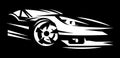 White sportcar. Element for design. Illustration on black background