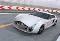 White sports car on highway Royalty Free Stock Photo