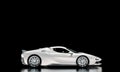 White sports luxury car on a black background