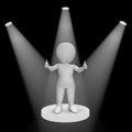 White Spotlights On Thumbs Up Character Showing Fame And Perform