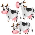 White spotted cow in three poses, vector animals Royalty Free Stock Photo