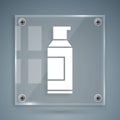 White Spray can for hairspray, deodorant, antiperspirant icon isolated on grey background. Square glass panels. Vector Royalty Free Stock Photo