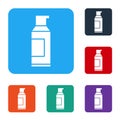 White Spray can for hairspray, deodorant, antiperspirant icon isolated on white background. Set icons in color square Royalty Free Stock Photo