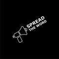 Spread the Word Share Information Bullhorn Megaphone icon or logo on dark background