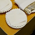 White Square Bar Napkin at Buffet line Royalty Free Stock Photo