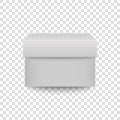 White square box isolated on transparent background. 3D realistic container.