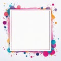 a white square frame with colorful paint splatters on a white background Royalty Free Stock Photo