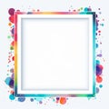 a white square frame with colorful paint splatters on a white background Royalty Free Stock Photo