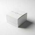 White Square Gift Box with Minimalist Black Line Design on a White Surface present packaging Royalty Free Stock Photo
