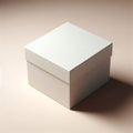 Minimalist White Square Gift Box Mockup on Neutral Background Royalty Free Stock Photo