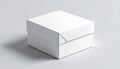 White Square Gift Box with Overlapping Lid Flaps on Gray Background image photo Royalty Free Stock Photo