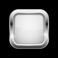 White square glass button with chrome frame. On black background Royalty Free Stock Photo