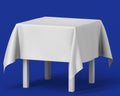 White square isolated table with tablecloth. template