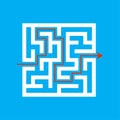 White square labyrinth on a colored background. Business decision. Activity page. Game puzzle. Find the right path. Maze conundrum Royalty Free Stock Photo