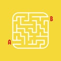 White square labyrinth. Kids worksheets. Activity page. Game puzzle for children. Find the path from a to b. Maze conundrum.