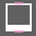 white square photo frame with pink tape, transparent background. Vector illustration. scrapbook Royalty Free Stock Photo