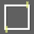 white square photo frame with tape, transparent background. Vector illustration Royalty Free Stock Photo