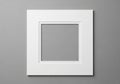 A white, square picture frame mat is centered against a plain gray background. The frame mat has a Royalty Free Stock Photo