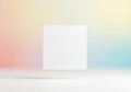 A white square is suspended in a minimalist setting with a soft, gradient background transitioning Royalty Free Stock Photo