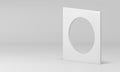 White squared hole circle frame premium minimalist decor element 3d vertical construction vector