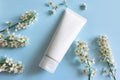 White squeeze bottle plastic tube for branding of medicine or cosmetics - cream, gel, skincare, moisturize. Cosmetic container and Royalty Free Stock Photo