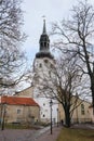 White St Mary`s Cathedral called Toomkirik in the old town of Tallinn, Estonia Royalty Free Stock Photo