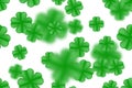 White St. Patrick day seamless background with clover four-leaf green blured leaves. Vector simple design Royalty Free Stock Photo