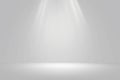 White stage with spot lighting in gray background. Royalty Free Stock Photo