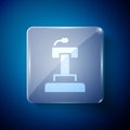 White Stage stand or debate podium rostrum icon isolated on blue background. Conference speech tribune. Square glass Royalty Free Stock Photo