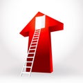 White stair ladder up open the door success business on big red Royalty Free Stock Photo