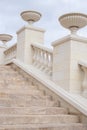 White staircase with columns leading up. Architecture and construction Royalty Free Stock Photo