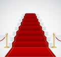 White Staircase and Red Carpet. Vector