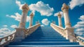 white staircase to heaven symbol, religion clouds Royalty Free Stock Photo