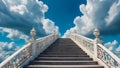 white staircase to heaven symbol, religion clouds conceptual road philosophy Royalty Free Stock Photo