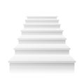 White Staircase Vector. 3D Realistic Illustration. Front View Of Clean White Empty Staircase Vector. Success Progress