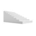 White stairs template set. Interior staircases in cartoon style isolated on white background. Vector 3d staircase Royalty Free Stock Photo