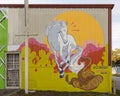White Stallion and Rattlesnake mural by Brooklynd Turner for the 2020 Wild West Mural Fest in West Dallas, Texas.