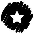 White star button icon vector illustration on black background Royalty Free Stock Photo