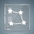 White Star constellation zodiac icon isolated on grey background. Square glass panels. Vector