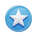 White Star Icon on a Blue Circular Background Isolated on White symbol shape Royalty Free Stock Photo