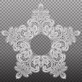 White star lace tapestry pattern. Vector isolated abstract intricate texture