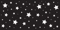 White star patterns on black horizontal vector background Royalty Free Stock Photo